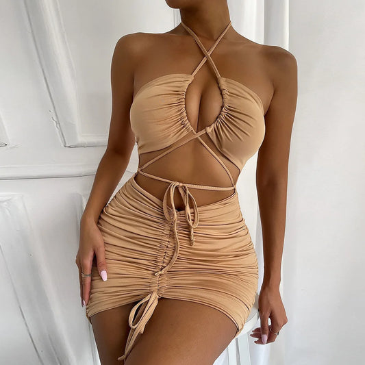 Short fitted dress – Summer mini dress with crisscross straps