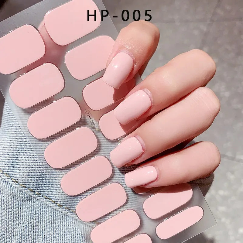 Uñas en gel semicurado UV – 16 tiras adhesivas 5D de larga duración, acabado profesional