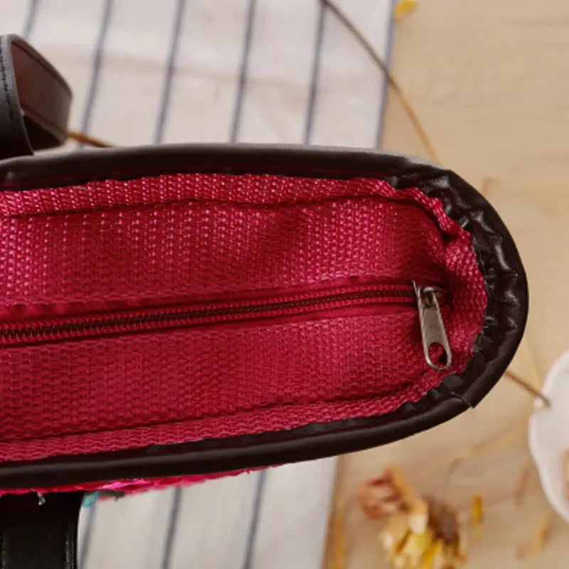 Bolso de mano de mimbre tejido – Bolsa de playa de paja, estilo bohemio, gran capacidad, ideal para verano