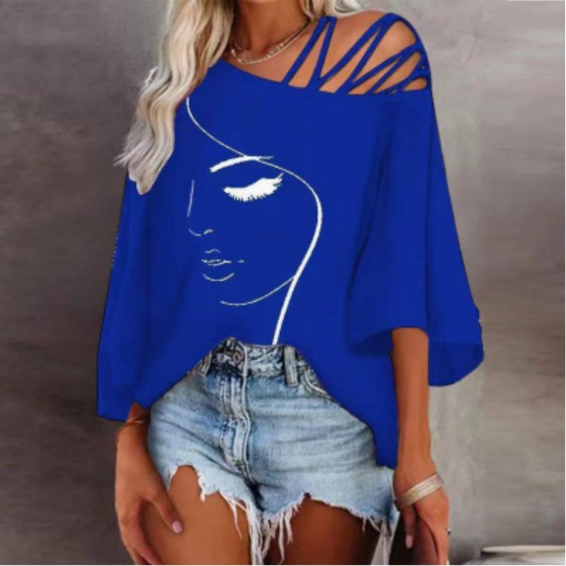 Casual T-shirt with bat sleeves