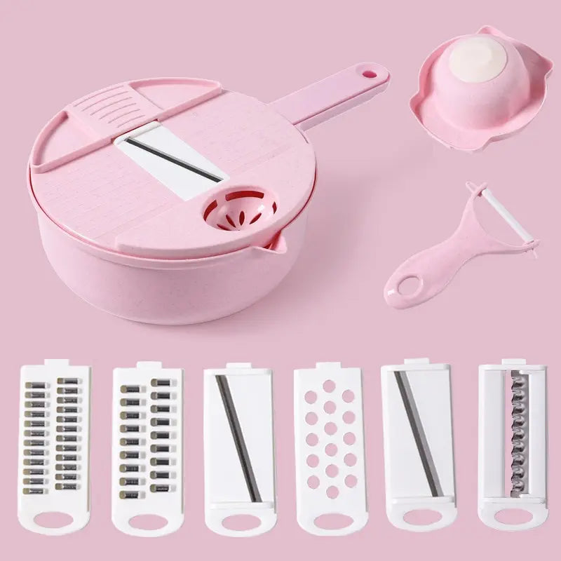 Utensilio de cocina multifuncional – Cortador y rallador manual de verduras y ensaladas, hoja de acero inoxidable